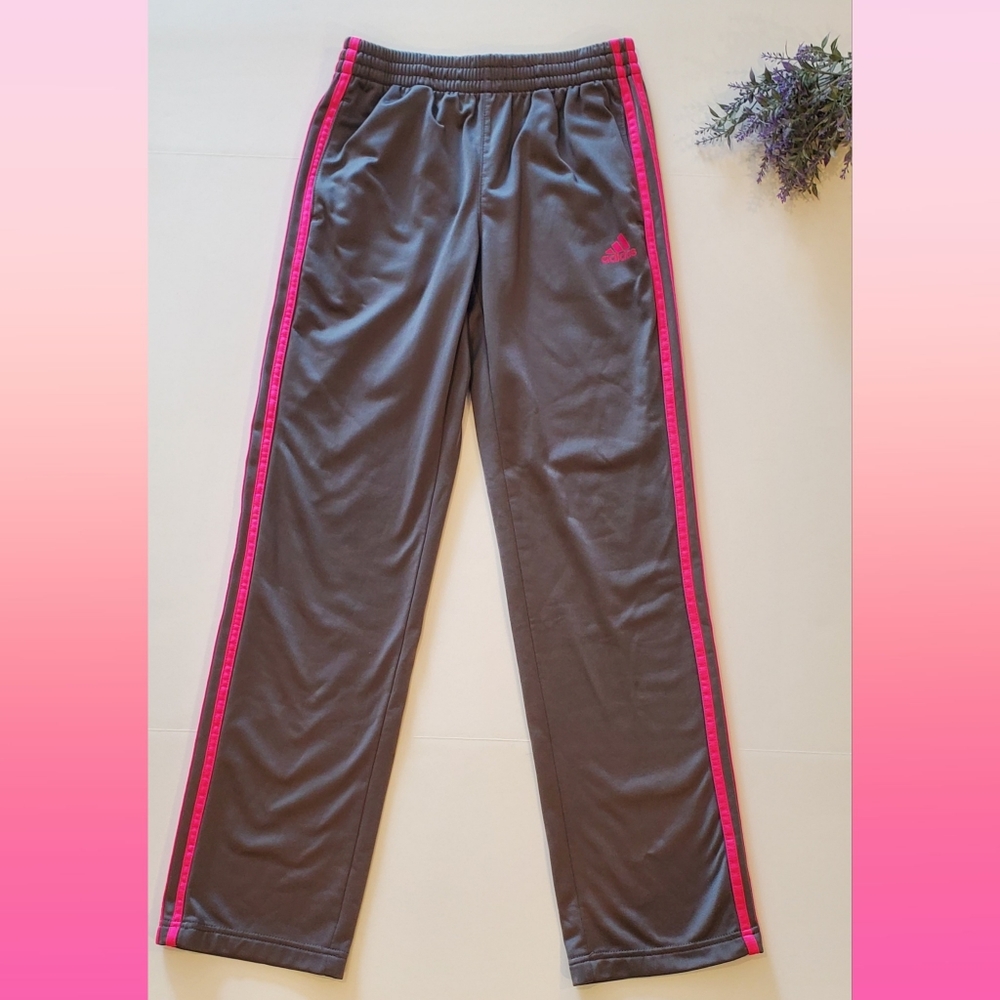 Youth Adidas Grey and Pink Sweatpants